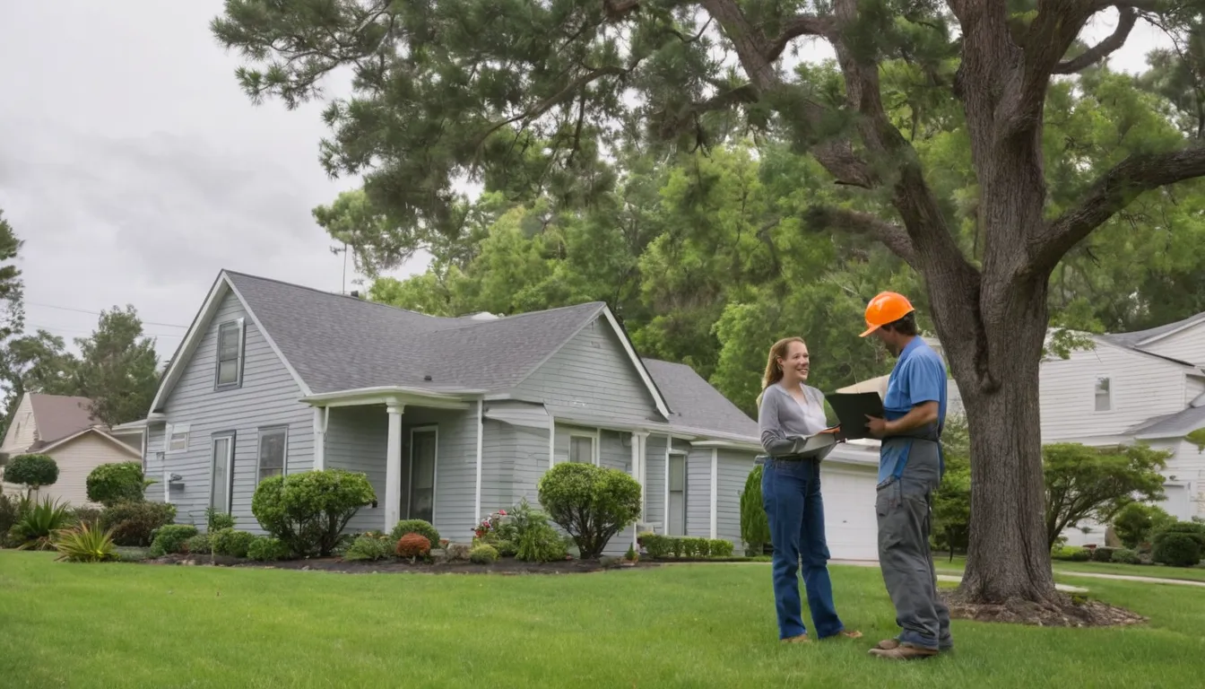 A homeowner reviewing a written tree removal quote with a local provider